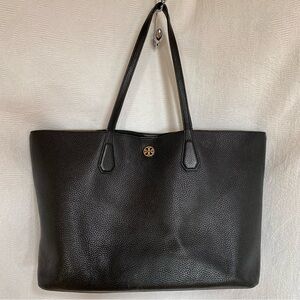 Tory Burch black pebbled leather shopper
